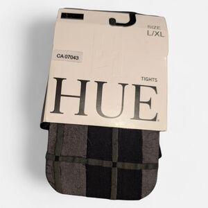 HUE Women's Black and Gray Plaid Tights